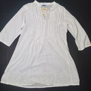 White Swim Coverup Kurta M